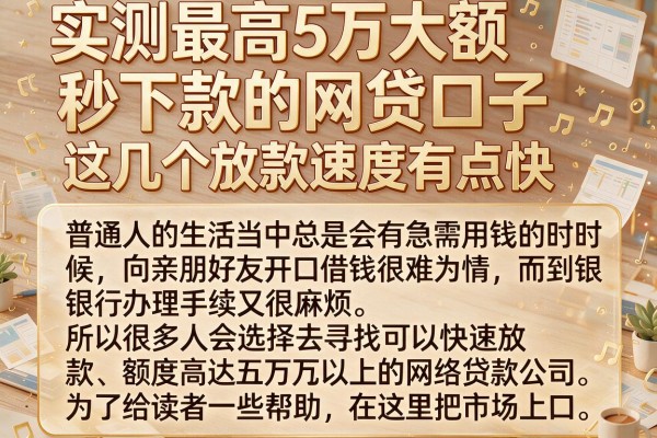 实测最高5万大额秒下款的网贷口子，这几个放款速度有点快