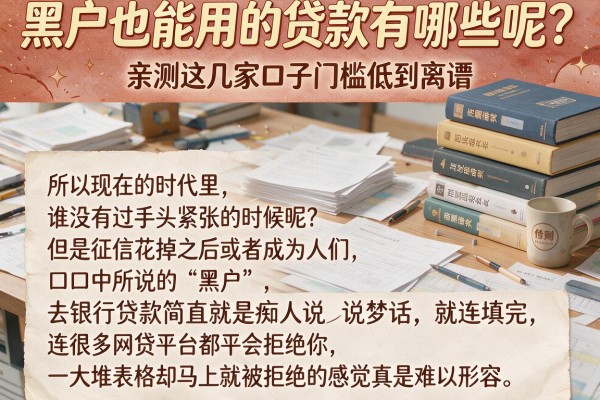 黑户也能用的贷款有哪些呢？亲测这几家口子门槛低到离谱