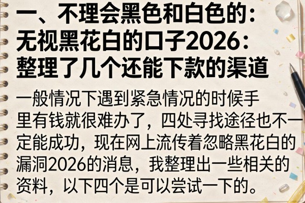 无视黑花白的口子2026：整理了几个还能下款的渠道