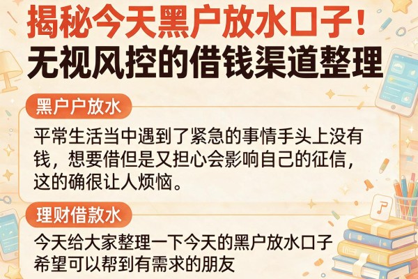 揭秘今天黑户放水口子:无视风控的借钱渠道整理