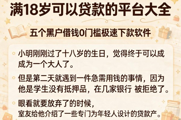 满18岁可以贷款的平台大全,细致阐述五个黑户借钱0门槛极速下款软件