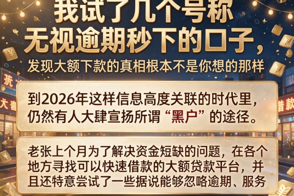 我试了几个号称无视逾期秒下的口子，发现大额下款的真相根本不是你想的那样