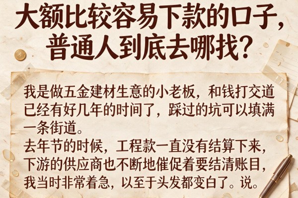 大额比较容易下款的口子，普通人到底去哪找？