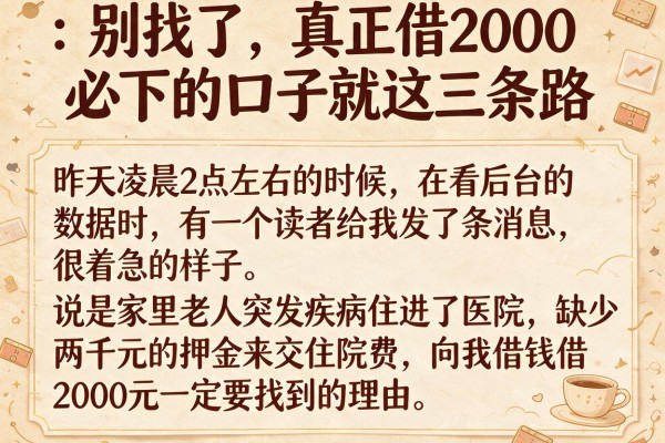 别找了，真正借2000必下的口子就这三条路