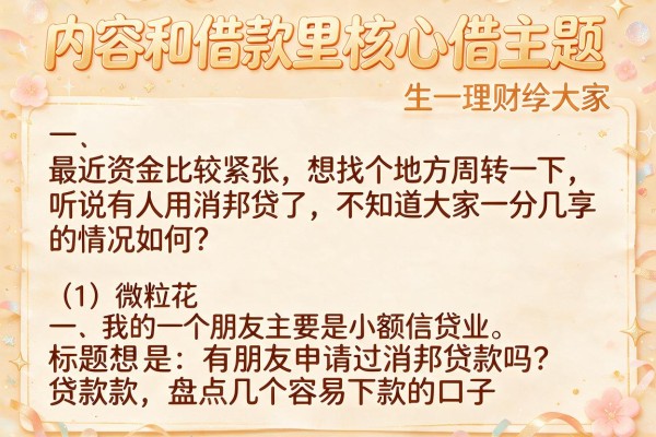 有朋友申请过消邦贷款吗？盘点几个容易下款的口子