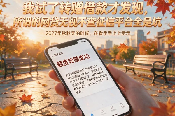 我试了转赠借款才发现，所谓的网贷无视不查征信平台全是坑