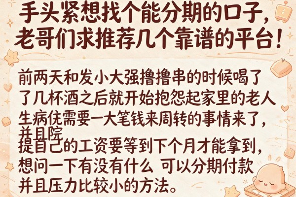 手头紧想找个能分期的口子，老哥们求推荐几个靠谱的平台！