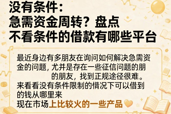 急需资金周转？盘点不看条件的借款有哪些平台