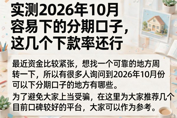 实测2026年10月容易下的分期口子，这几个下款率还行