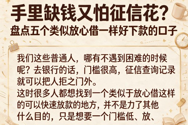 手里缺钱又怕征信花？盘点五个类似放心借一样好下款的口子