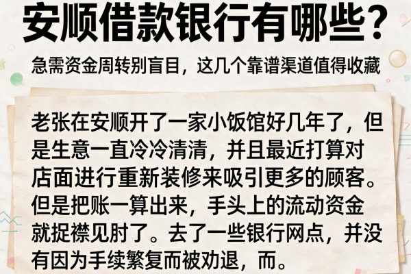 安顺借款银行有哪些？急需资金周转别盲目，这几个靠谱渠道值得收藏