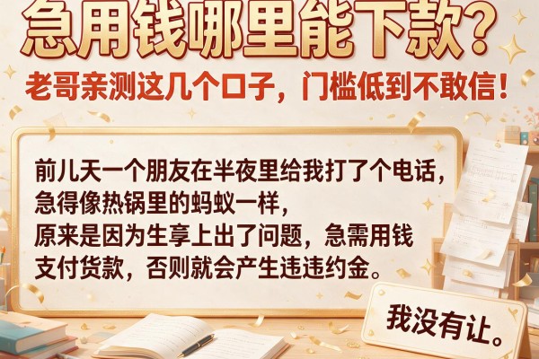急用钱哪里能下款？老哥亲测这几个口子，门槛低到不敢信！