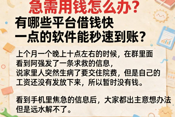 急需用钱怎么办？有哪些平台借钱快一点的软件能秒速到账？