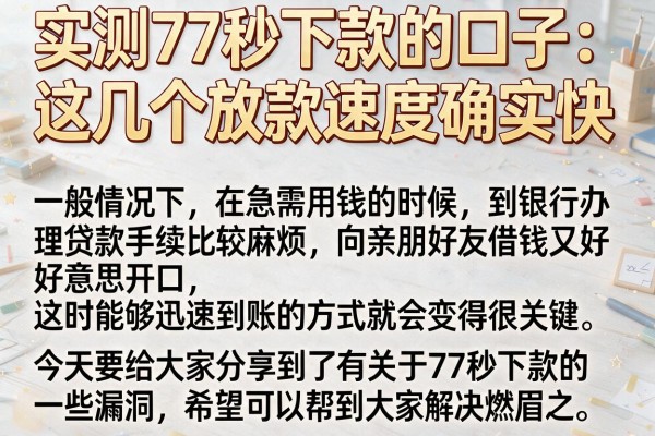 实测77秒下款的口子：这几个放款速度确实快
