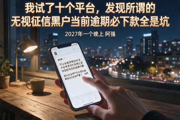 我试了十个平台，发现所谓的无视征信黑户当前逾期必下款全是坑