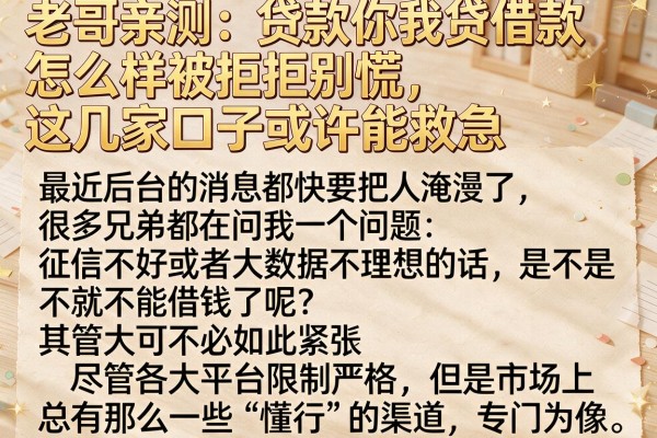 老哥亲测：贷款你我贷借款怎么样被拒别慌，这几家口子或许能救急