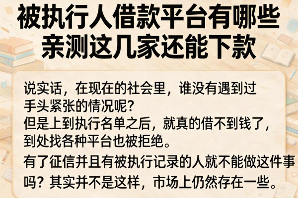 被执行人借款平台有哪些，亲测这几家还能下款