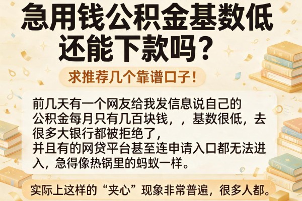 急用钱公积金基数低还能下款吗？求推荐几个靠谱口子！
