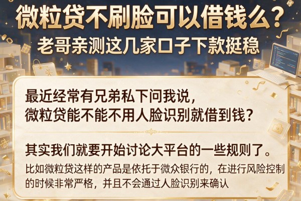 微粒贷不刷脸可以借钱么？老哥亲测这几家口子下款挺稳