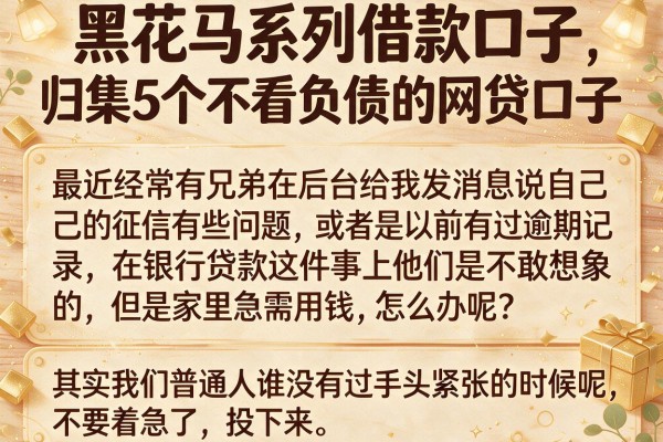 黑花马系列借款口子，归集5个不看负债的网贷口子