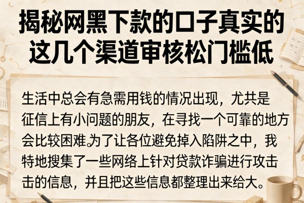 揭秘网黑下款的口子真实的，这几个渠道审核松门槛低