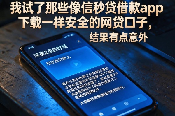 我试了那些像信秒贷借款app下载一样安全的网贷口子，结果有点意外
