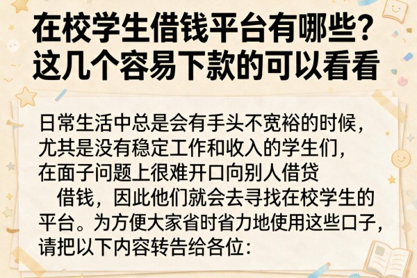 在校学生借钱平台有哪些？这几个容易下款的可以看看