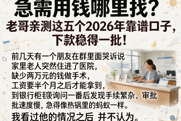 急需用钱哪里找？老哥亲测这五个2026年靠谱口子，下款稳得一批！