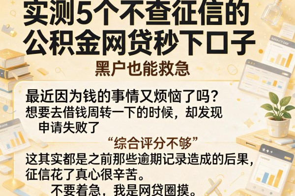 实测5个不查征信的公积金网贷秒下口子，黑户也能救急