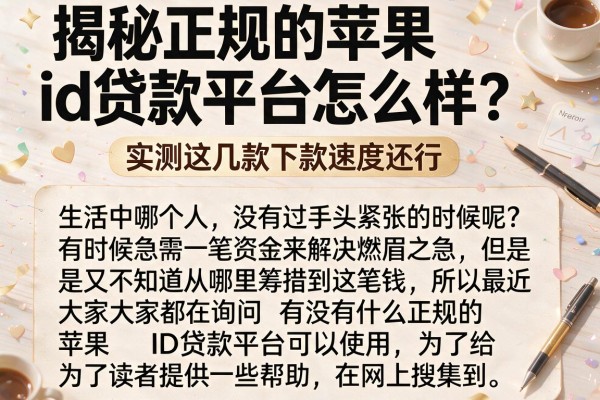 揭秘正规的苹果id贷款平台怎么样？实测这几款下款速度还行