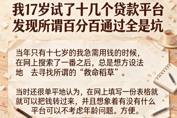 我17岁试了十几个贷款平台，发现所谓百分百通过全是坑