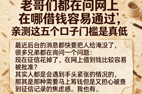 老哥们都在问网上在哪借钱容易通过，亲测这五个口子门槛是真低