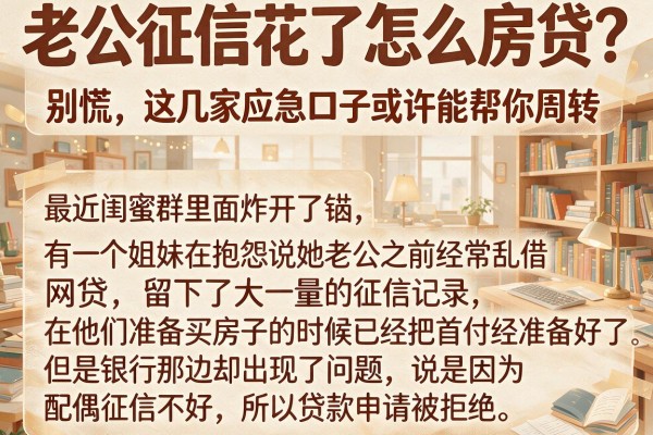 老公征信花了怎么房贷？别慌，这几家应急口子或许能帮你周转