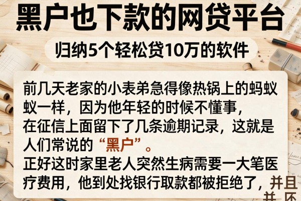 黑户也下款的网贷平台，归纳5个轻松贷10万的软件