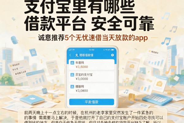 支付宝里有哪些借款平台安全可靠，诚意推荐5个无忧速借当天放款的app