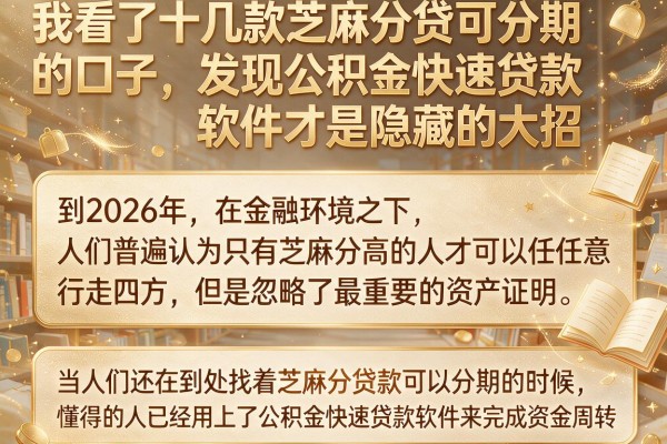 我看了十几款芝麻分贷可分期的口子，发现公积金快速贷款软件才是隐藏的大招