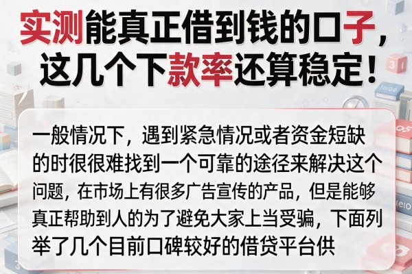 实测能真正借到钱的口子，这几个下款率还算稳定