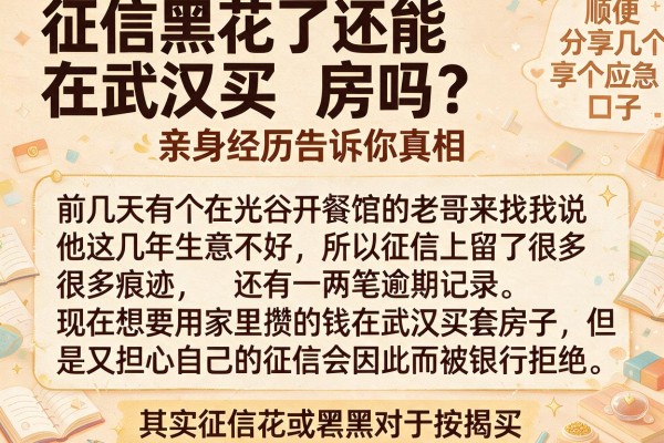 征信黑花了还能在武汉买房吗？亲身经历告诉你真相，顺便分享几个应急口子