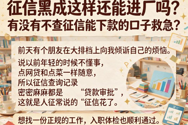 征信黑成这样还能进厂吗？有没有不查征信能下款的口子救急？