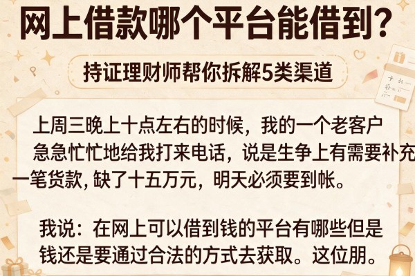 网上借款哪个平台能借到？持证理财师帮你拆解5类渠道