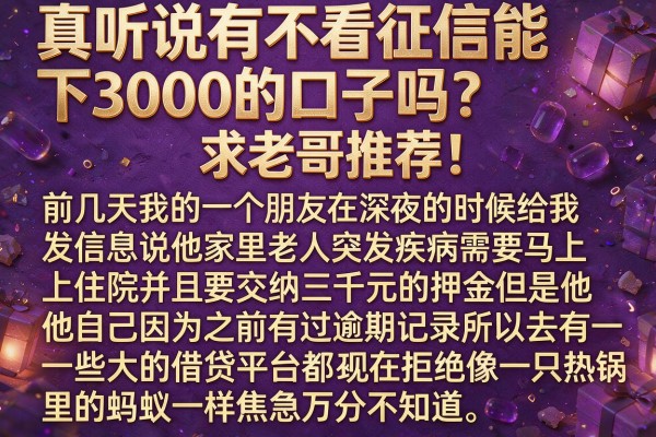 真听说有不看征信能下3000的口子吗？求老哥推荐！