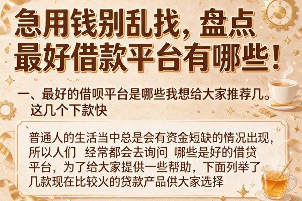 急用钱别乱找，盘点最好借款平台有哪些，这几个下款快