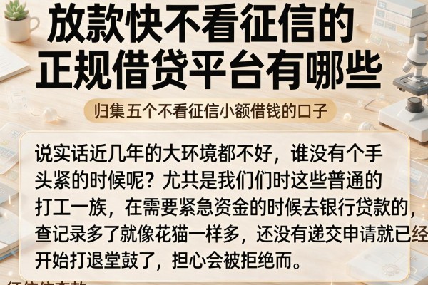 放款快不看征信的正规借贷平台有哪些，归集五个不看征信小额借钱的口子