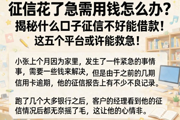 征信花了急需用钱怎么办？揭秘什么口子征信不好能借款，这五个平台或许能救急