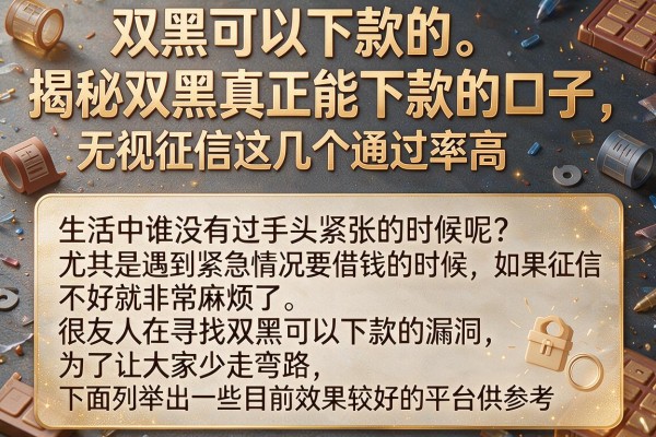 揭秘双黑真正能下款的口子，无视征信这几个通过率高