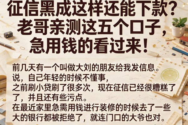 征信黑成这样还能下款？老哥亲测这五个口子，急用钱的看过来！