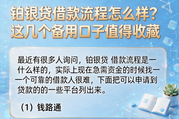铂银贷借款流程怎么样？这几个备用口子值得收藏