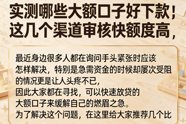 实测哪些大额口子好下款,这几个渠道审核快额度高