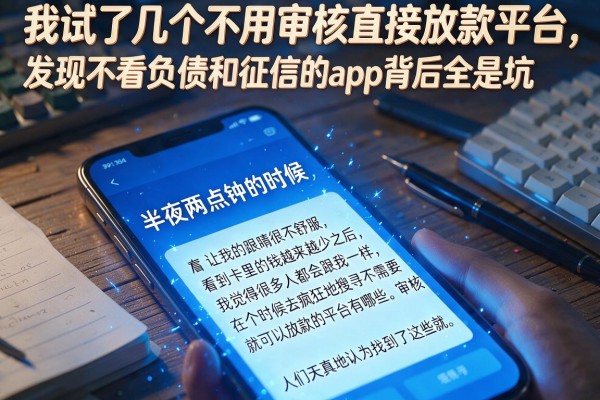 我试了几个不用审核直接放款平台，发现不看负债和征信的app背后全是坑
