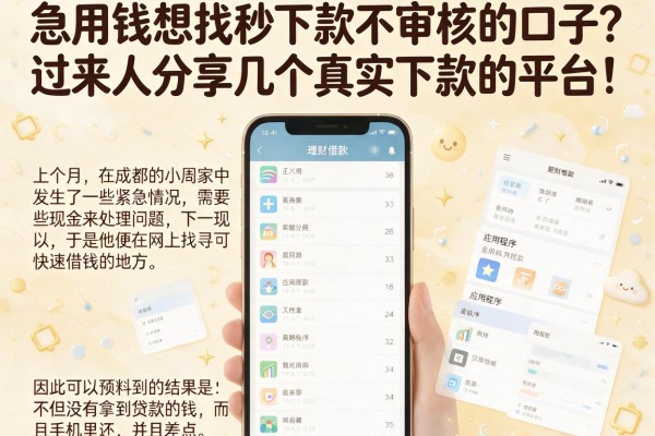 急用钱想找秒下款不审核的口子?过来人分享几个真实下款的平台!